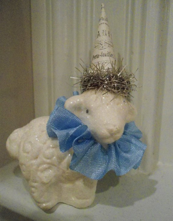 Easter Lamb Decorations
 Glittered Easter Lamb Sheep Easter Table Decorations