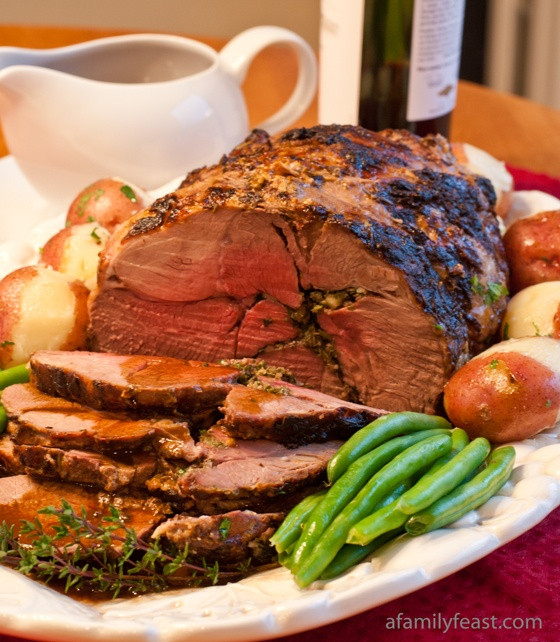 Easter Lamb Dinner
 Roasted Boneless Lamb with Red Wine Pan Sauce