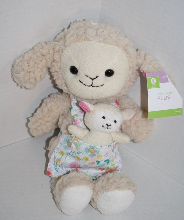 Easter Lamb Stuffed Animal
 Animal Adventure soft Cream Plush Lamb Baby Apron pocket
