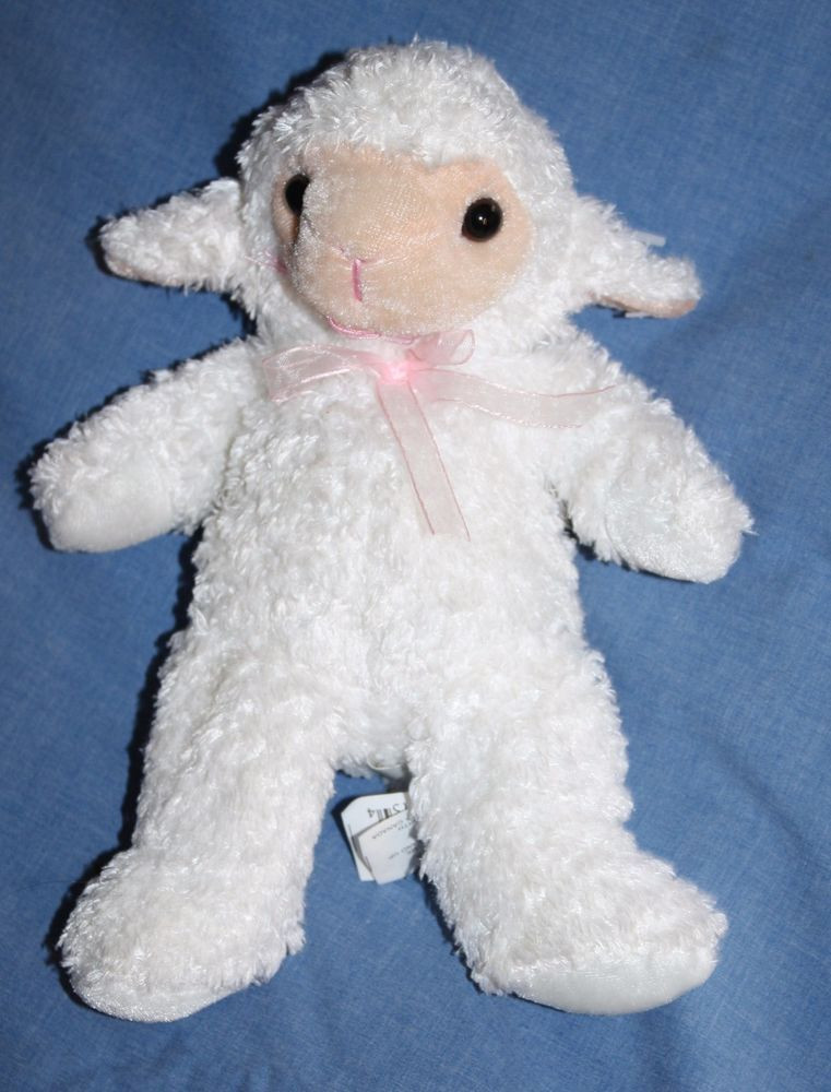 Easter Lamb Stuffed Animal
 Best Made Toys EASTER LAMB 9" Soft White Plush Pink Bow