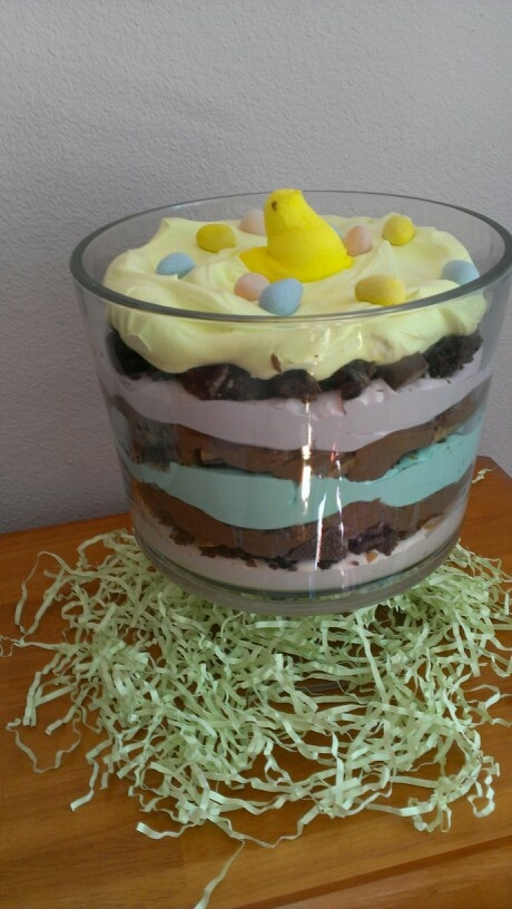 Easter Trifle Desserts
 Easter Trifle layers of colored cool whip brownie pieces