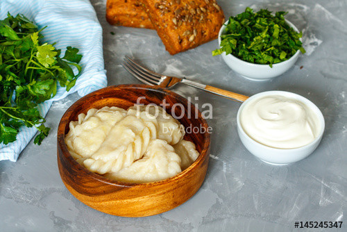 Eastern European Dumplings
 "Cooked eastern european dumplings vareniki with sour