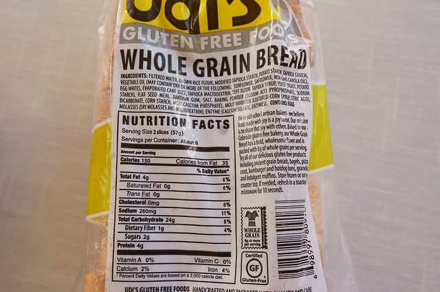 Gluten Free Bread Nutrition
 Udi S Sandwich Bread Nutrition Nutrition Ftempo