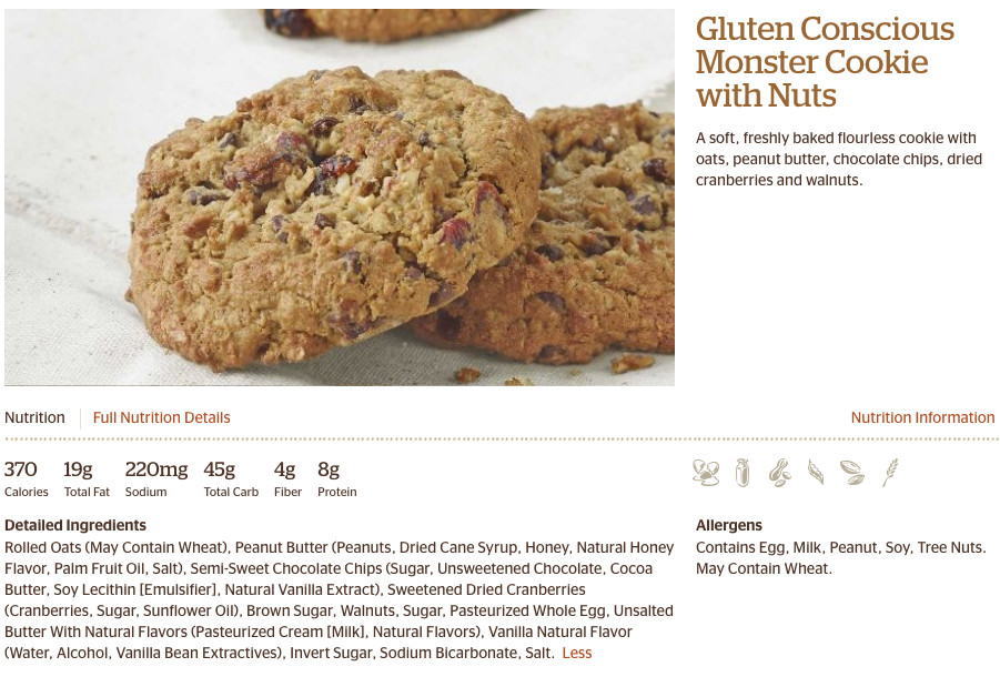 Gluten Free Panera Bread Menu
 Panera Nutrition Gluten Free Cookie