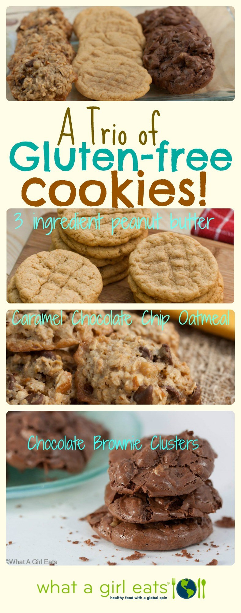 Gluten Free Peanut Butter Cookies 3 Ingredients
 3 Gluten Free Cookie Recipes What A Girl Eats