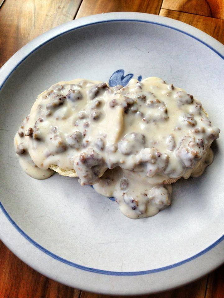 Gluten Free Sausage Gravy
 gluten free sausage & gravy on biscuits