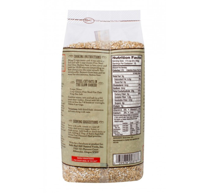 Gluten Free Steel Cut Oats
 Gluten Free Steel Cut Oats Bob s Red Mill Natural Foods