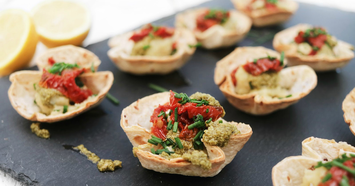 Gluten Free Vegetarian Appetizers
 Pesto & sun dried tomato cups Perfect for New Year