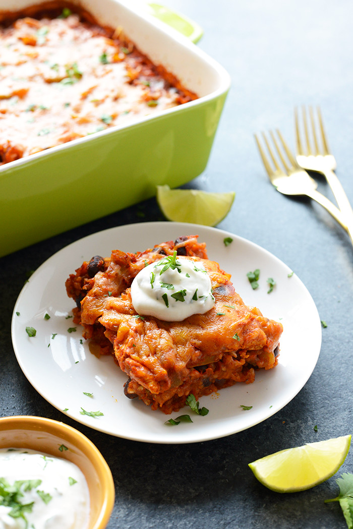 Healthy Chicken And Brown Rice Casserole
 Healthy Chicken Enchilada Casserole with Brown Rice Fit