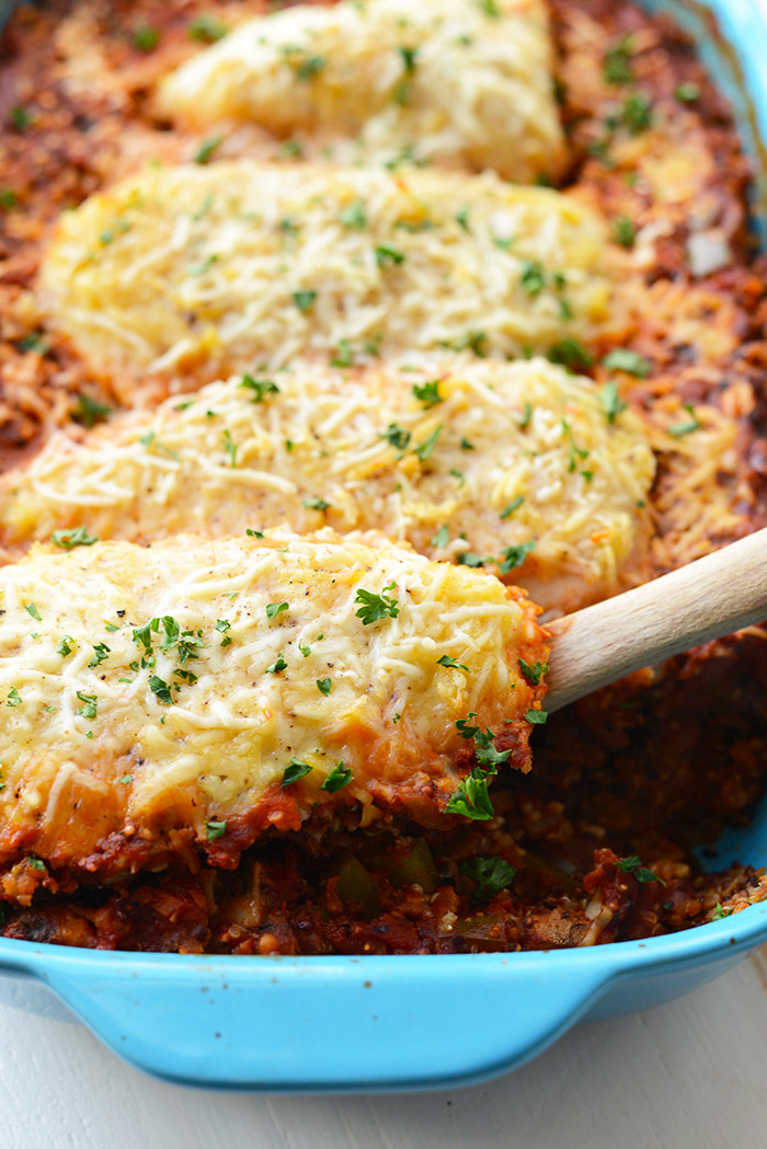 Healthy Chicken Recipes For Dinner
 Healthy Chicken Parmesan Quinoa Bake Fit Foo Finds