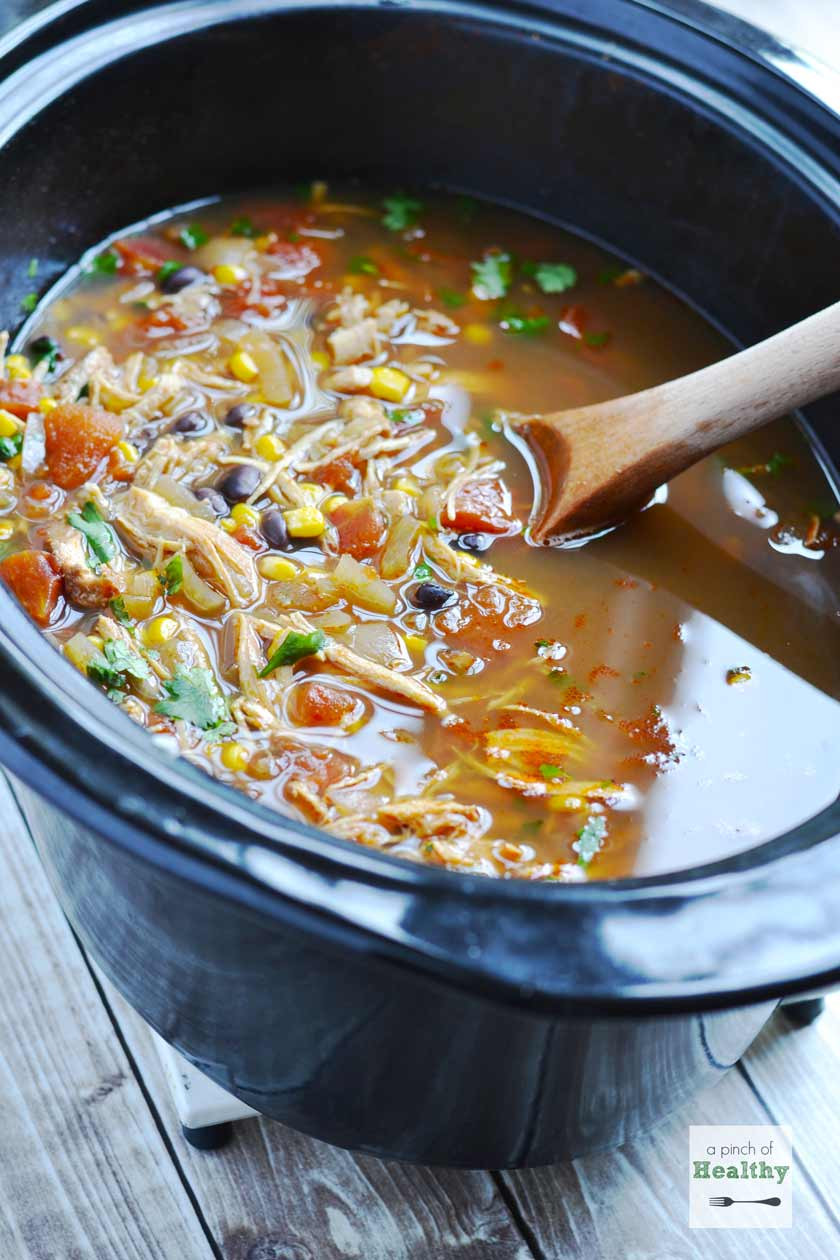 Healthy Chicken Soup Slow Cooker
 Chicken Tortilla Soup in the Slow Cooker A Pinch of Healthy