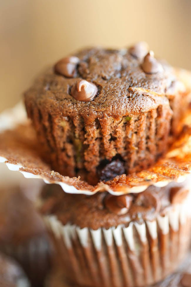 Healthy Chocolate Chip Zucchini Muffins
 Double Chocolate Chip Zucchini Muffins