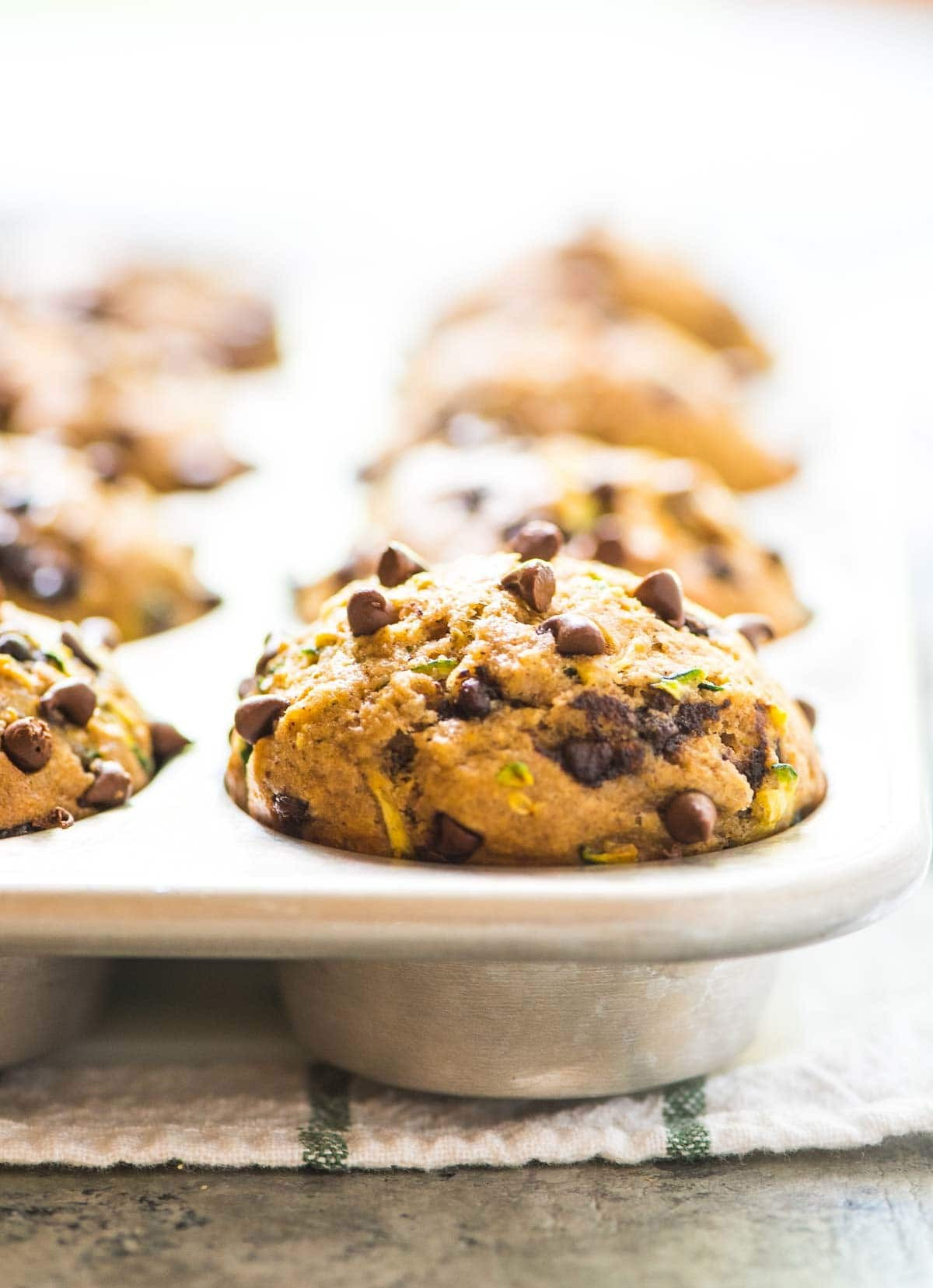 Healthy Chocolate Chip Zucchini Muffins
 Healthy Zucchini Muffins with Chocolate Chips