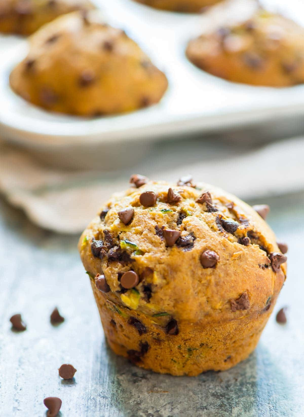 Healthy Chocolate Chip Zucchini Muffins
 Healthy Zucchini Muffins with Chocolate Chips