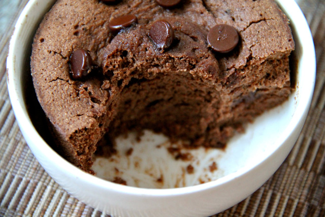 Healthy Chocolate Mug Cake
 double chocolate mug cake running with spoons