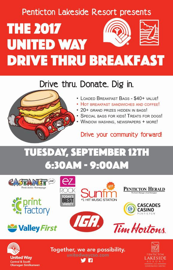 Healthy Drive Thru Breakfast
 6th Annual South Okanagan Drive Thru Breakfast United