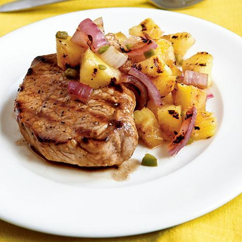 Healthy Grilled Pork Chops
 Pan Grilled Pork Chops with Grilled Pineapple Salsa