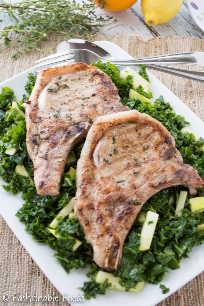 Healthy Grilled Pork Chops
 Grilled Pork Chops with Kale Apple Salad Fashionable Foods