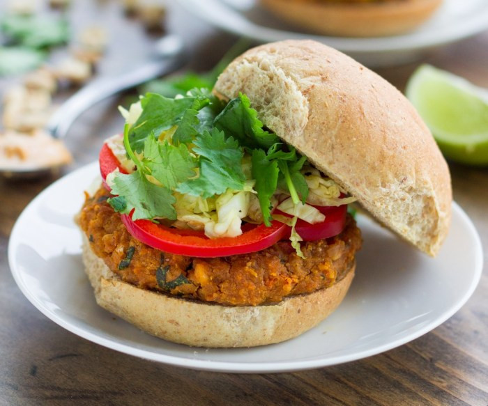 Healthy Side Dishes For Burgers
 Spicy Thai Peanut Veggie Burgers Recipe Food Republic