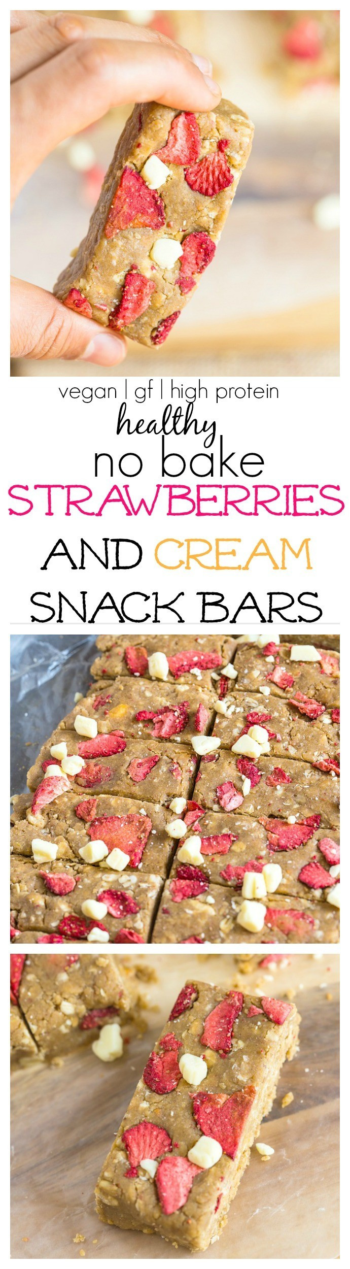 Healthy Strawberry Snacks
 Healthy No Bake Strawberries and Cream Snack Bars