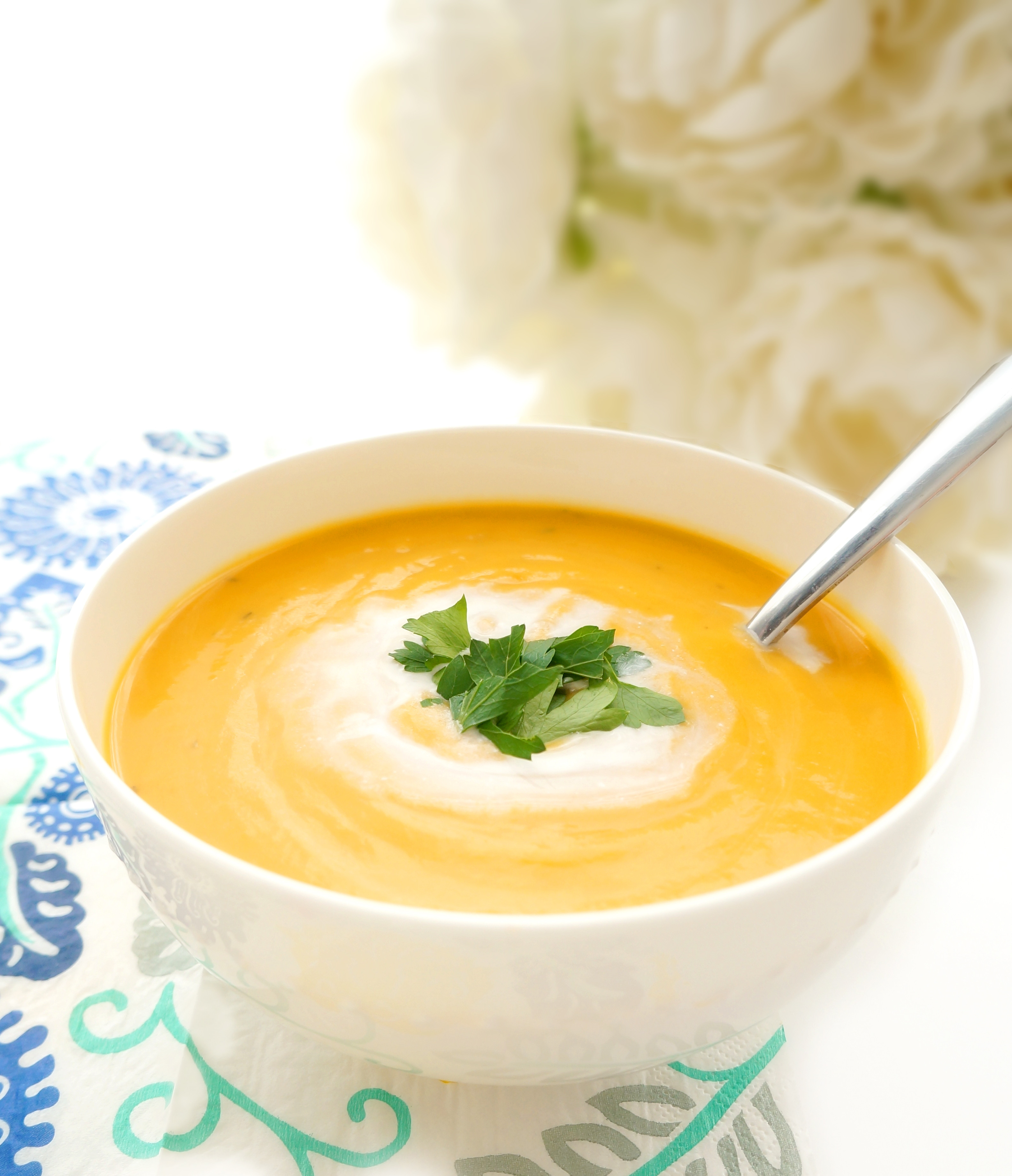 Healthy Sweet Potato Soup
 Haute & Healthy Living Creamy Sweet Potato Soup