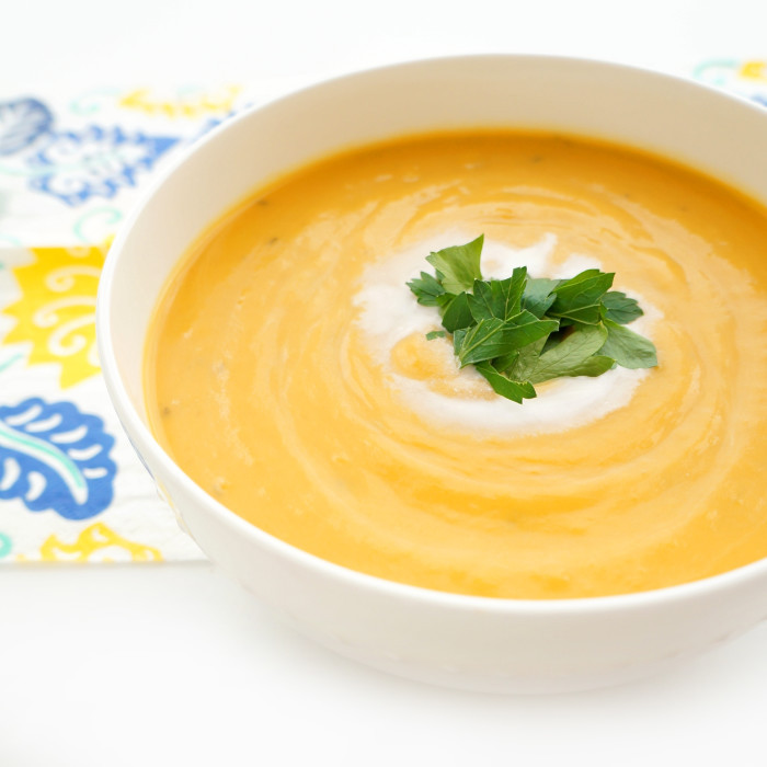 Healthy Sweet Potato Soup
 Haute & Healthy Living Creamy Sweet Potato Soup