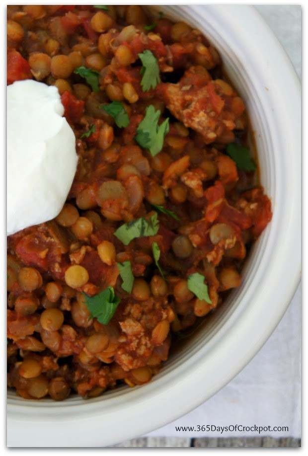 Healthy Turkey Chili Recipe Crock Pot
 Slow Cooker Healthy Turkey Lentil Chili 365 Days of Slow