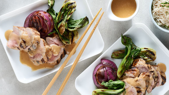 Heart Healthy Pork Recipes
 Miso Maple Glazed Grilled Pork & Baby Bok Choy