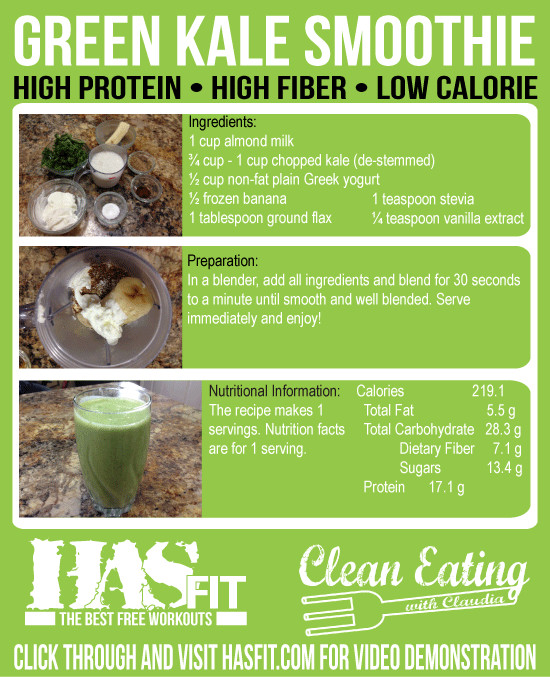 High Fiber Smoothie Recipes
 Kale Smoothie Recipe HASfit Green Smoothie Recipes