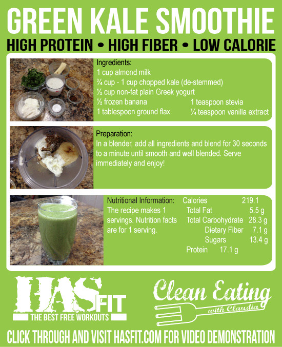 High Protein High Fiber Recipes
 Kale Smoothie Recipe HASfit Green Smoothie Recipes