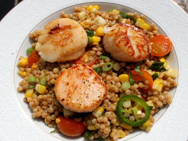 Israeli Recipes Vegetarian
 Skillet Suppers Seared Scallops with Israeli Couscous