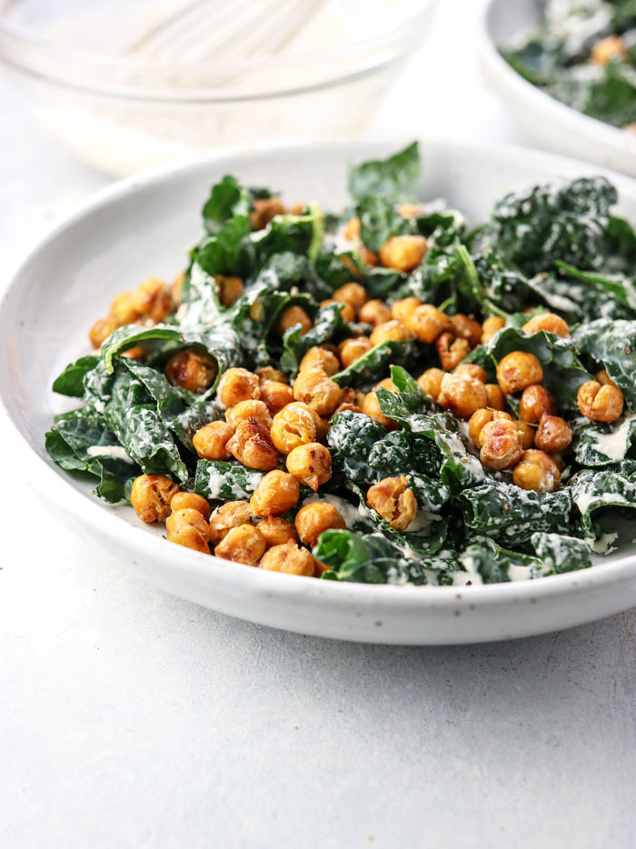 Kale Recipes Vegetarian
 Vegan Kale Caesar Salad with Garlic Roasted Chickpeas