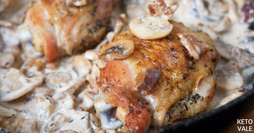 Keto Baked Chicken Thighs
 Chicken Thighs with Bacon Mushroom Sauce Low Carb Recipe