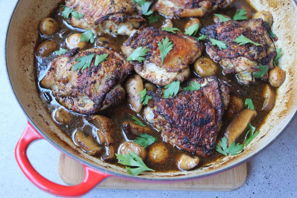 Keto Baked Chicken Thighs
 Keto Roasted Chicken Thighs with Mushrooms Have Butter
