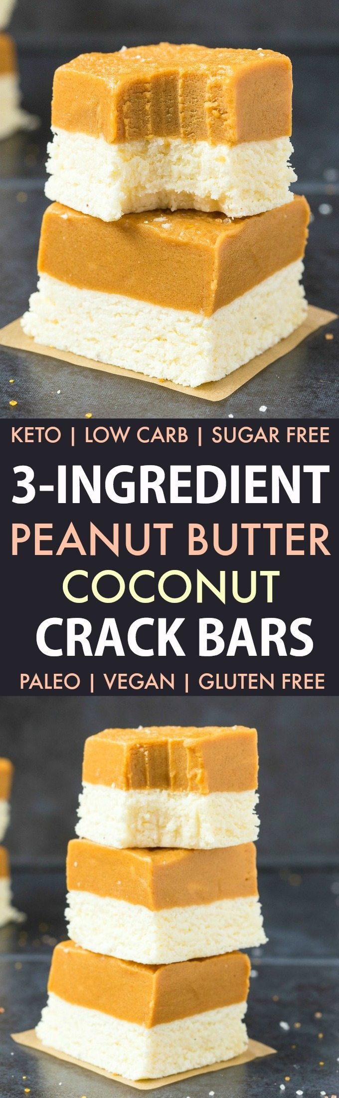 Keto No Bake Cookies Without Coconut
 3 Ingre nt Paleo Vegan Peanut Butter Coconut Crack Bars