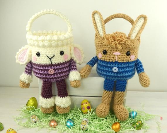 Lamb Easter Basket
 Rabbit and Lamb Easter Baskets Amigurumi Crochet Pattern