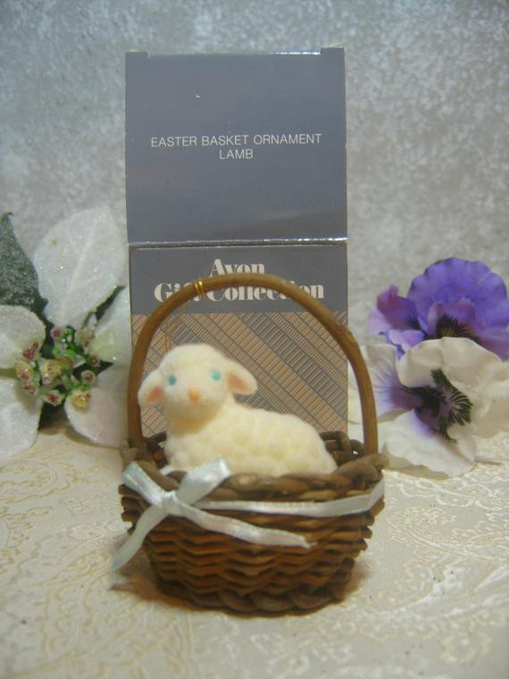 Lamb Easter Basket
 Avon Spring Easter Basket Ornament Baby Lamb in a Basket NIB