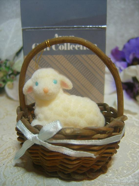 Lamb Easter Basket
 Vintage Avon Spring Easter Basket Ornament Baby Lamb in a
