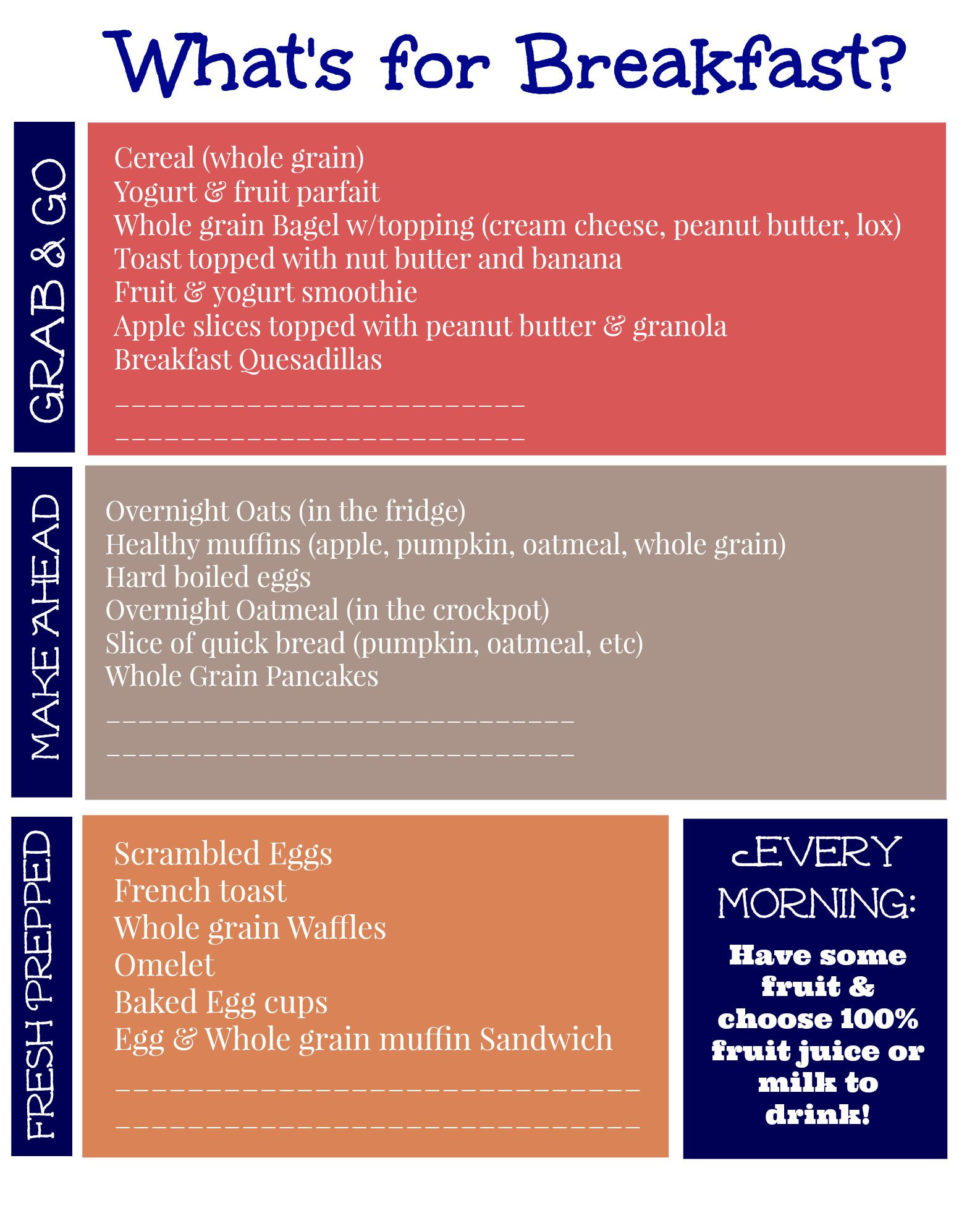 List Of Healthy Breakfast
 FREE Printable List of Healthy Breakfast Ideas