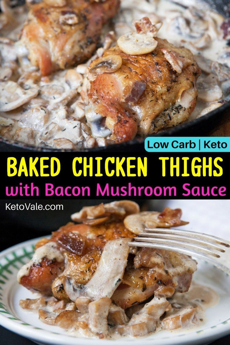 Low Calorie Chicken Thigh Recipes
 Chicken Thighs with Bacon Mushroom Sauce Low Carb Recipe