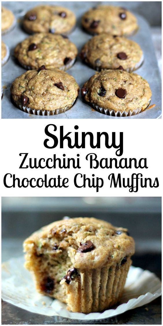 Low Calorie Chocolate Chip Muffins
 Skinny Zucchini Banana Chocolate Chip Muffins healthy