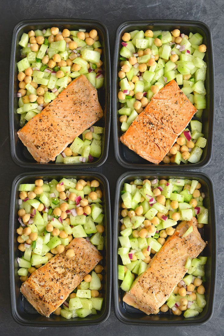 Low Calorie Meal Prep Recipes
 Meal Prep Salmon Cucumber Chickpea Salad GF LC Skinny