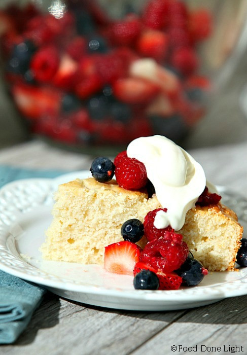 Low Calorie Strawberry Shortcake
 Lightened Mixed Berry Shortcake with Whipped Yogurt Cream