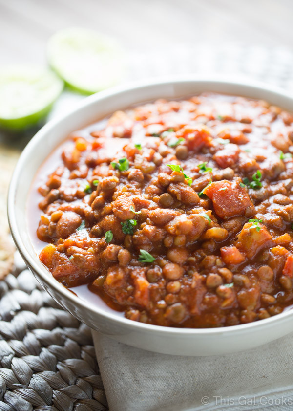 Low Calorie Vegetarian Chili
 20 Minute Easy Lentil Chili