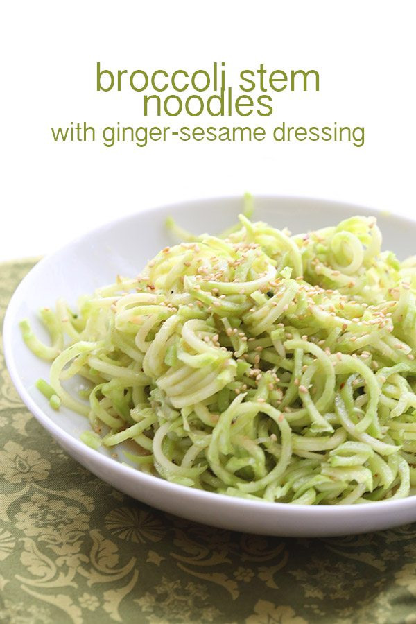 Low Carb Asian Noodles
 Broccoli Stem Noodles with Sesame Ginger Dressing