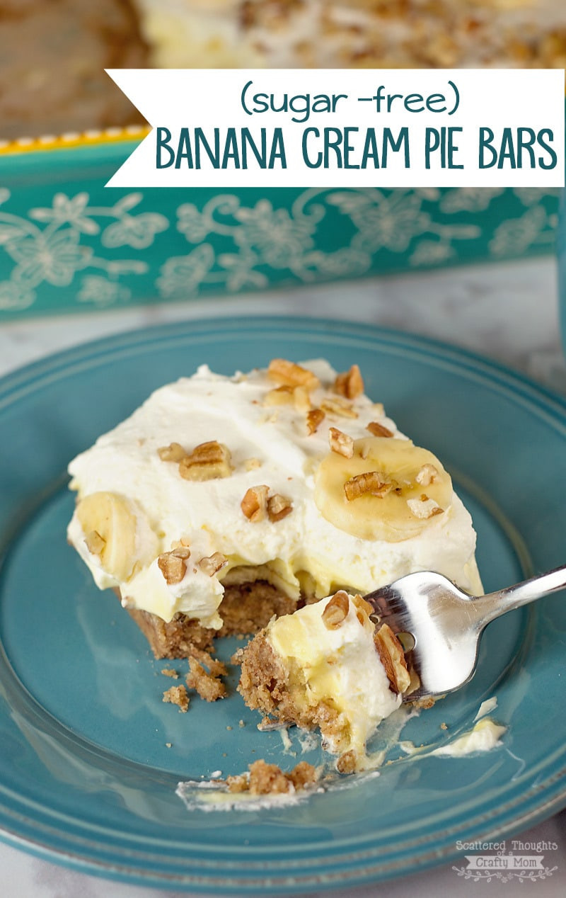 Low Carb Banana Cream Pie
 Banana Cream Pie Bars with a Pecan Crust Scattered