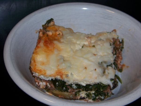 Low Carb Eggplant Lasagna
 No Noodle Spinach Meat Lasagna