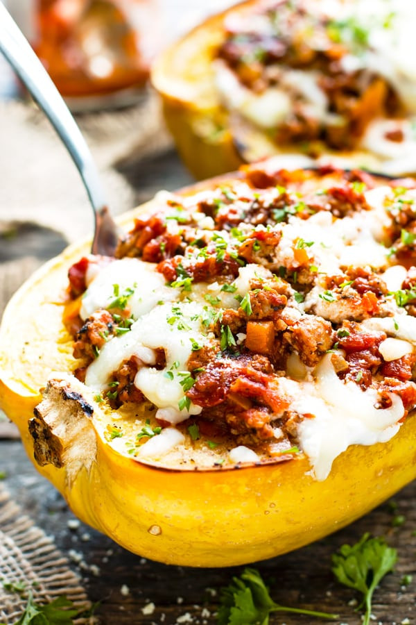 Low Carb Meals With Ground Turkey
 Lasagna Spaghetti Squash Boats with Ground Turkey