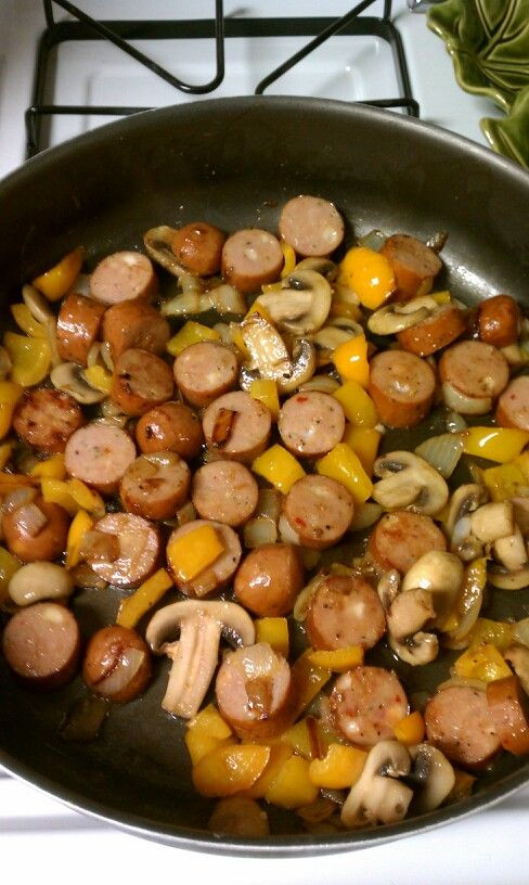 Low Carb Sausage Recipes For Dinner
 Turkey sausage mushrooms peppers onion & crushed garlic
