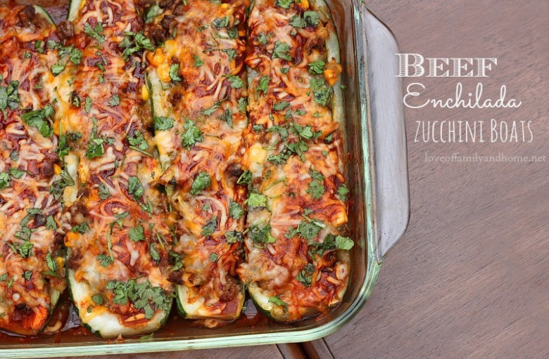 Low Carb Zucchini Enchiladas
 Beef Enchilada Zucchini Boats Love of Family & Home